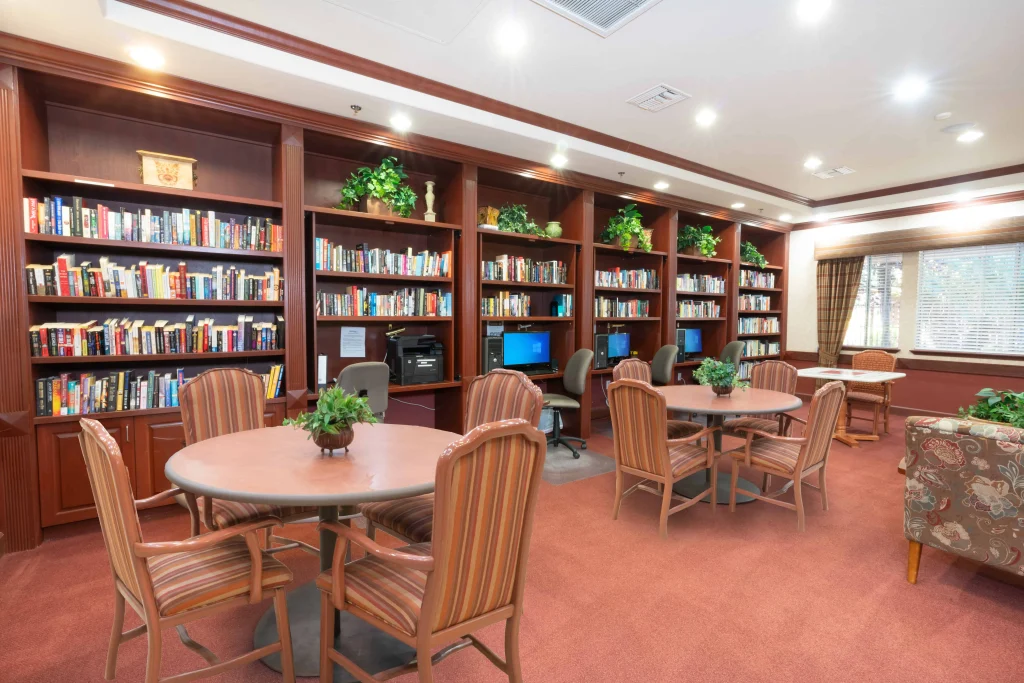 Clubhouse lounge seating at Carefree Senior Living at North Natomas