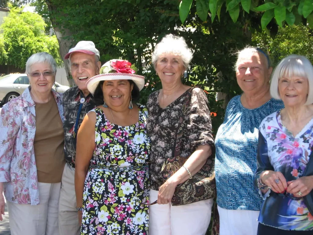 Carefree residents socializing at a community event