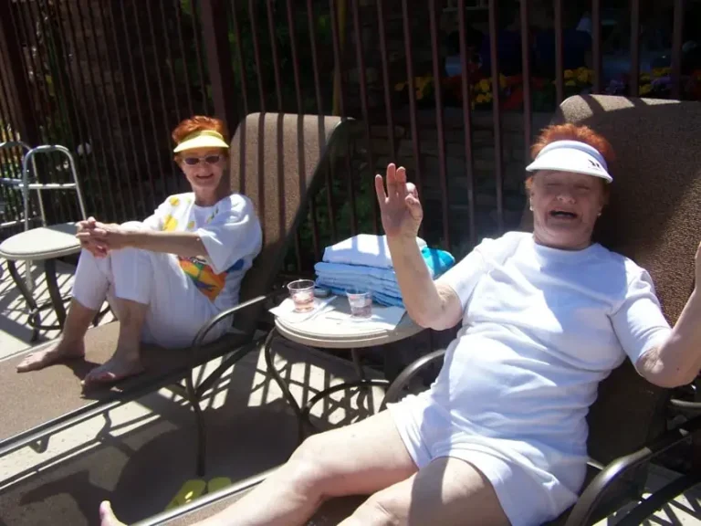 Friends cooling off at the Carefree pool