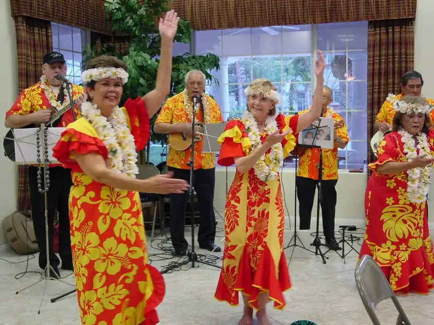 Luau party with tropical decorations