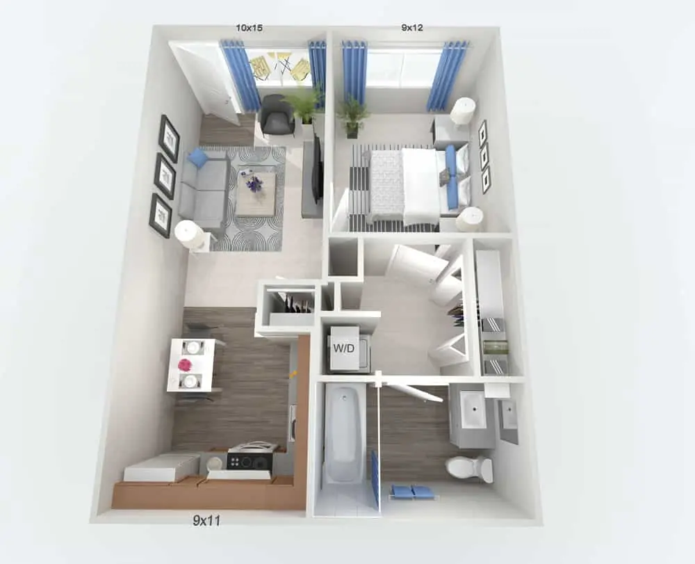 Junior One Bedroom floorplan — 1-bedroom, 1 bath, 529 sq. ft. at Carefree North Natomas in Sacramento