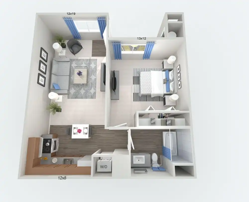 Small One Bedroom floorplan — 1-bedroom, 1 bath, 625 sq. ft. at Carefree North Natomas in Sacramento