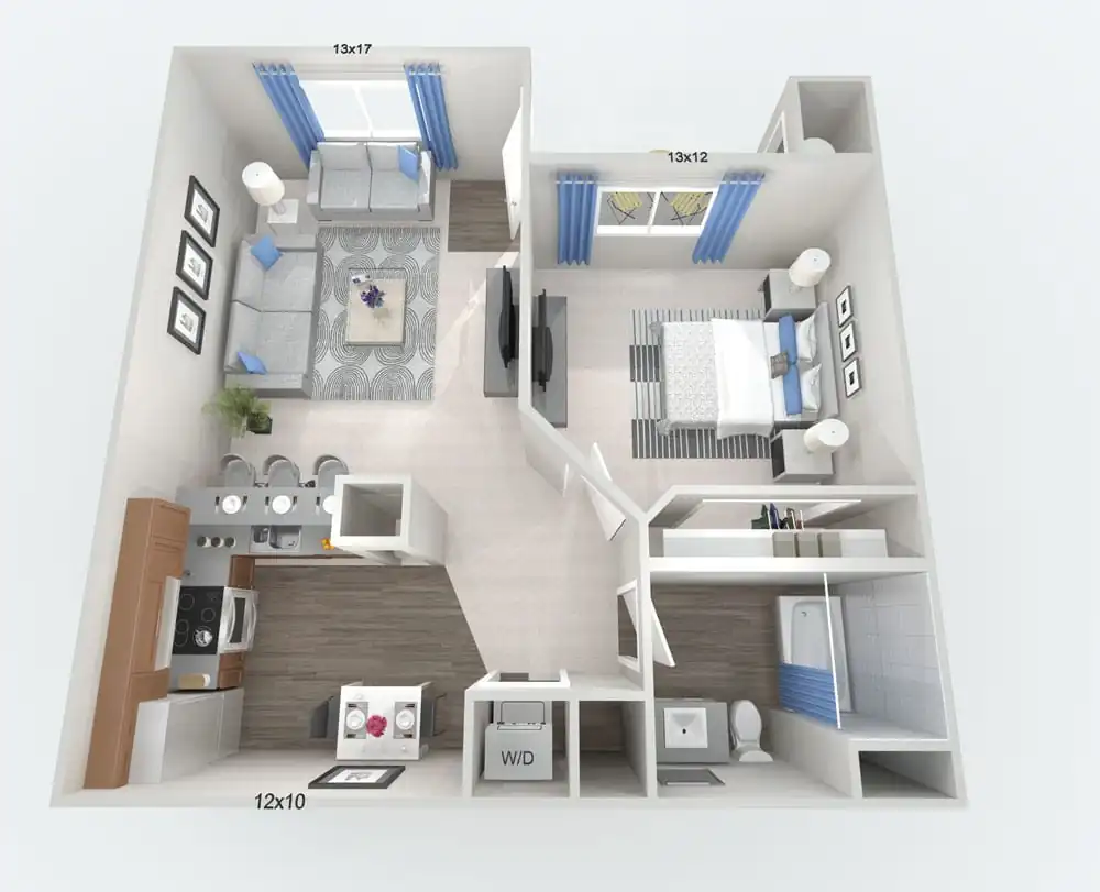 Large One Bedroom floorplan — 1-bedroom, 1 bath, 700 sq. ft. at Carefree North Natomas in Sacramento