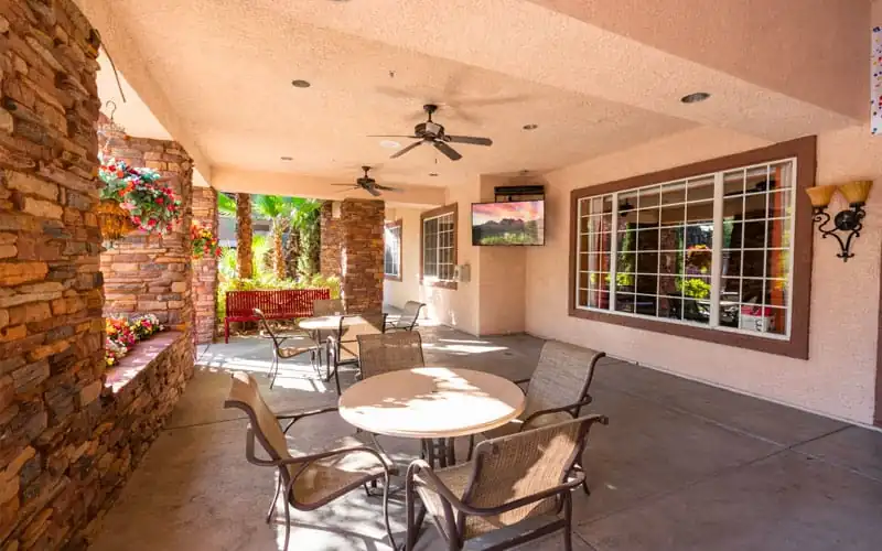 Covered clubhouse patio at The Willows in Summerlin, Las Vegas