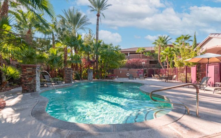 Mediterranean-inspired pool area at The Willows
