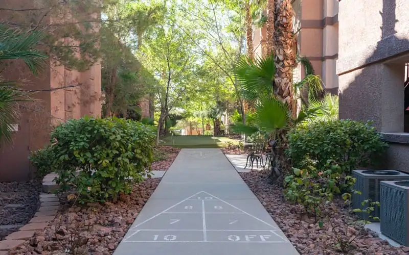 Shuffleboard court at The Willows senior living community